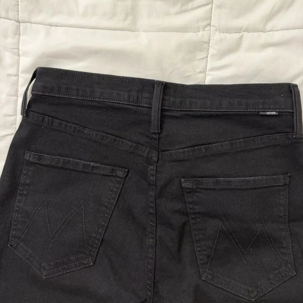 Mother Jeans Womens 29 Black High Waisted Rider Ankle Not Guilty Straight Denim